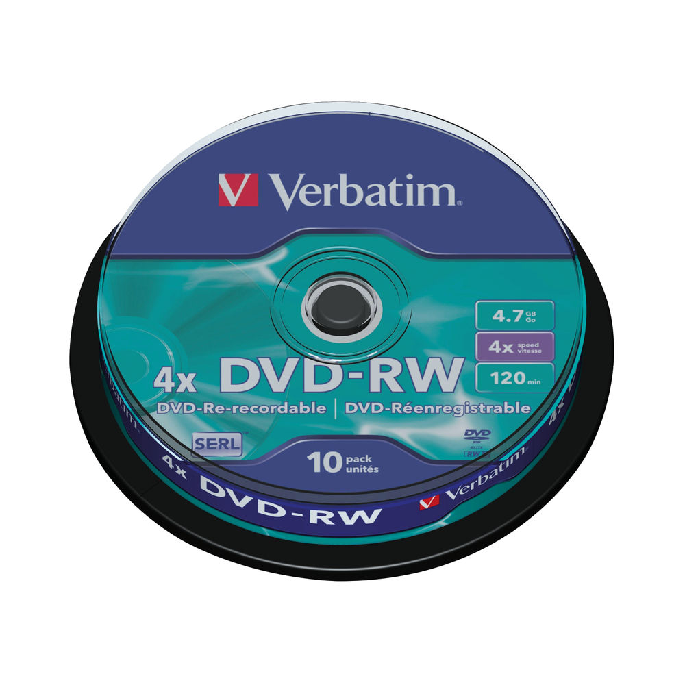 Verbatim DVD-RW 4x 4.7GB (Pack of 10) 43552