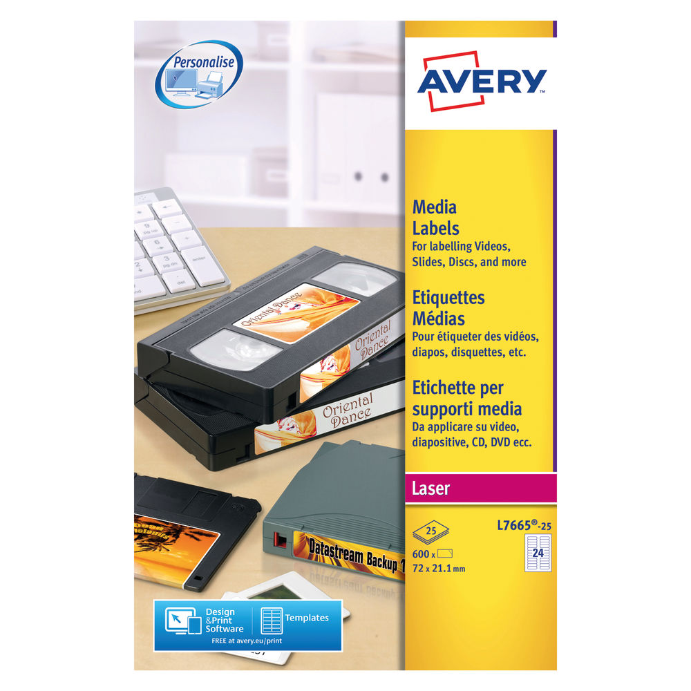Avery Data Cartridge White Labels 70 x 21.1mm (Pack of 600) - L7665