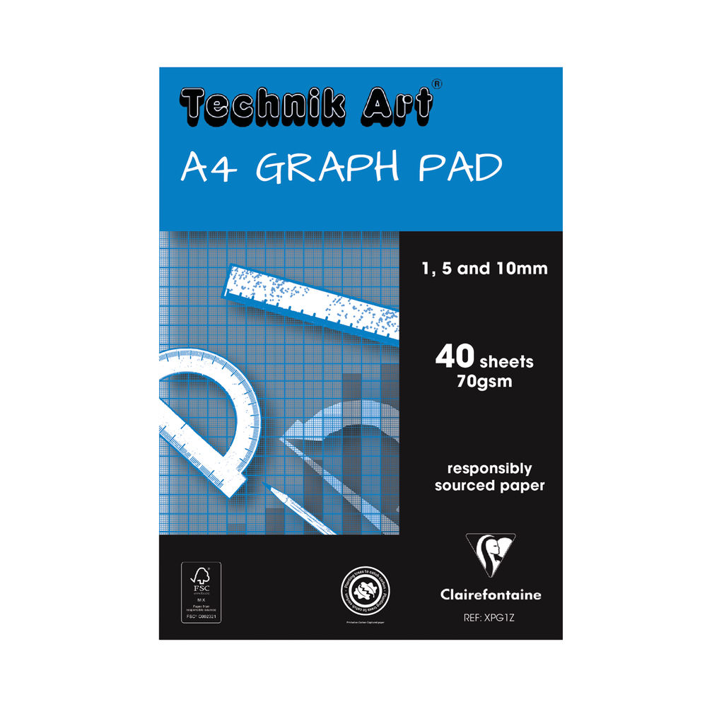 Clairefontaine Technik Art 1/5/10mm Graph Pad 40 Leaf XPG1