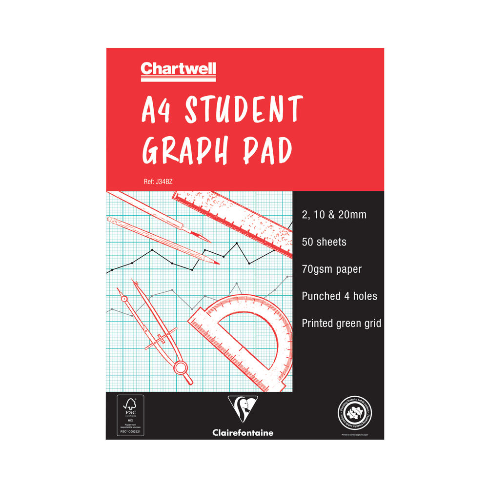 Chartwell 2/10/20mm Graph Pad A4 50 Leaf J34B