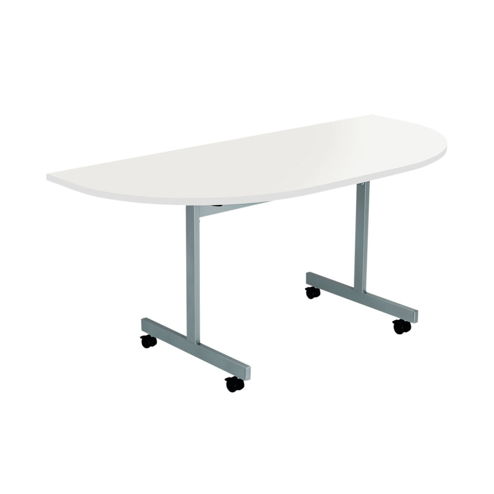 Jemini D-End Tilt Table 1600x800x720mm White/Silver KF822523