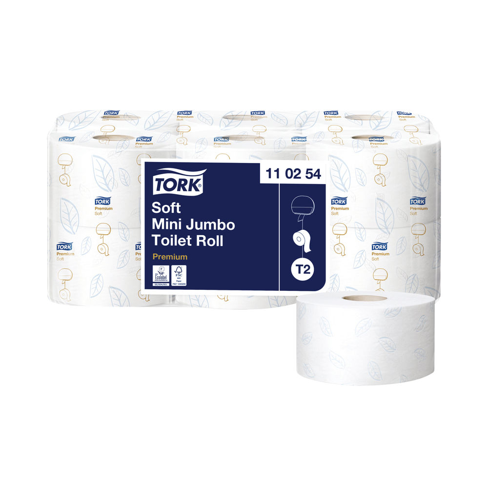 Tork T2 System Mini Jumbo Roll 2-Ply 850 Sheets (Pack of 12) 110254