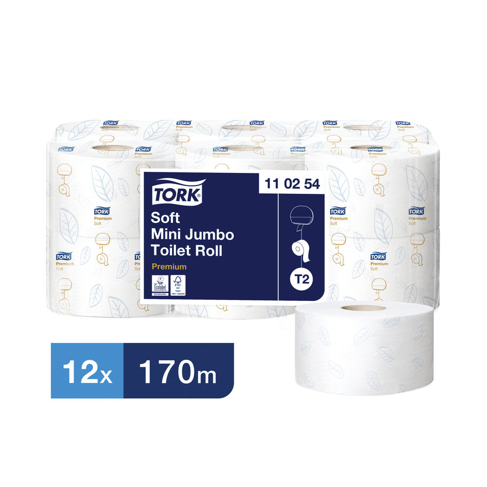 Tork T2 System 2-Ply Mini Jumbo Rolls (Pack of 12)