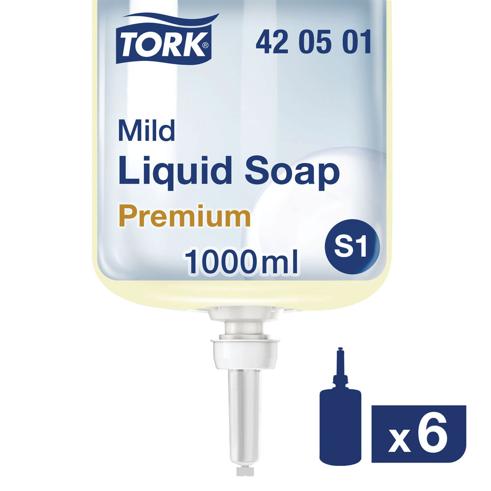 Tork 1 Litre S1 Mild Liquid Hand Soap Refills (Pack of 6)