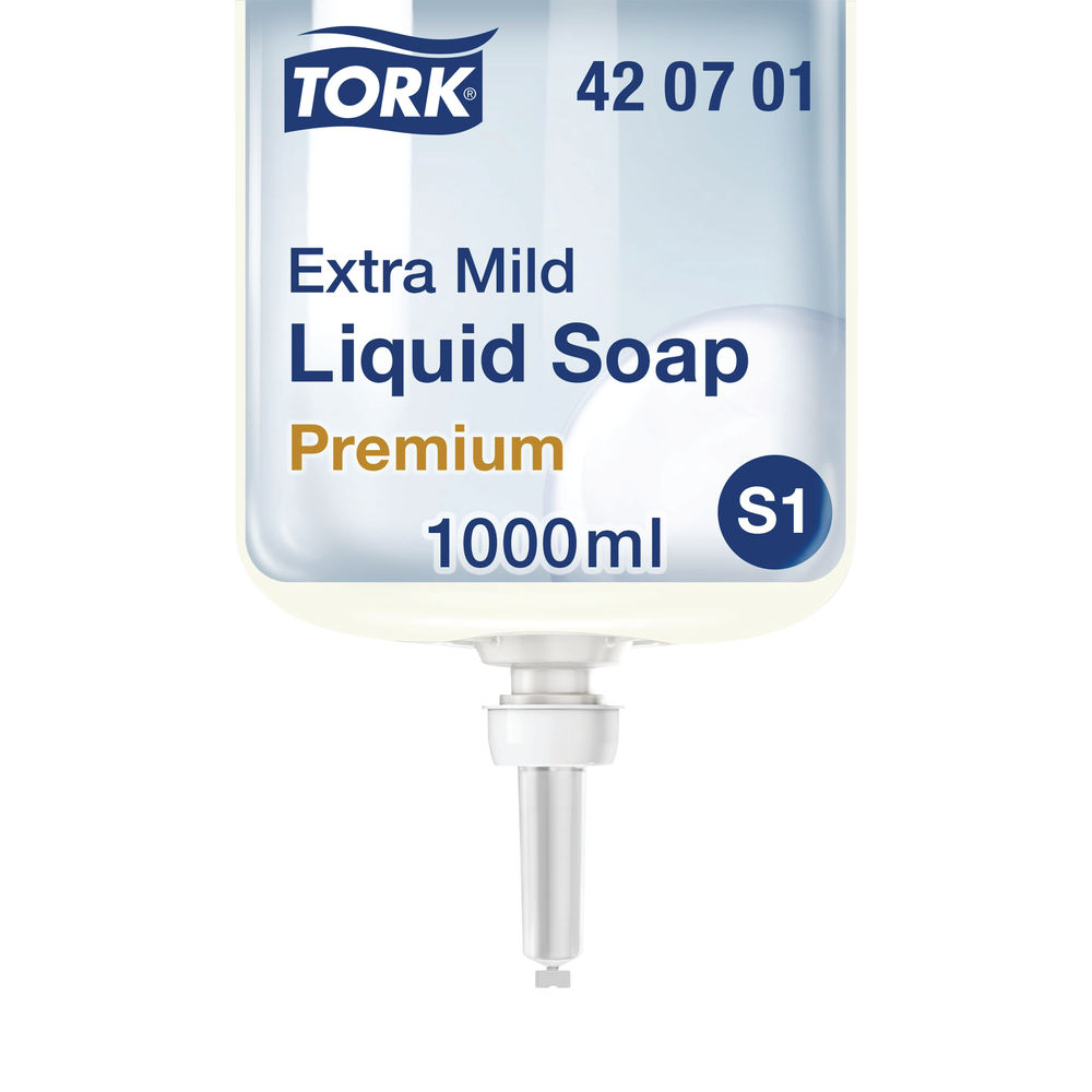 Tork Extra Mild Liquid Soap Refill S1 Non Perfumed 1 Litre (Pack of 6) 420701