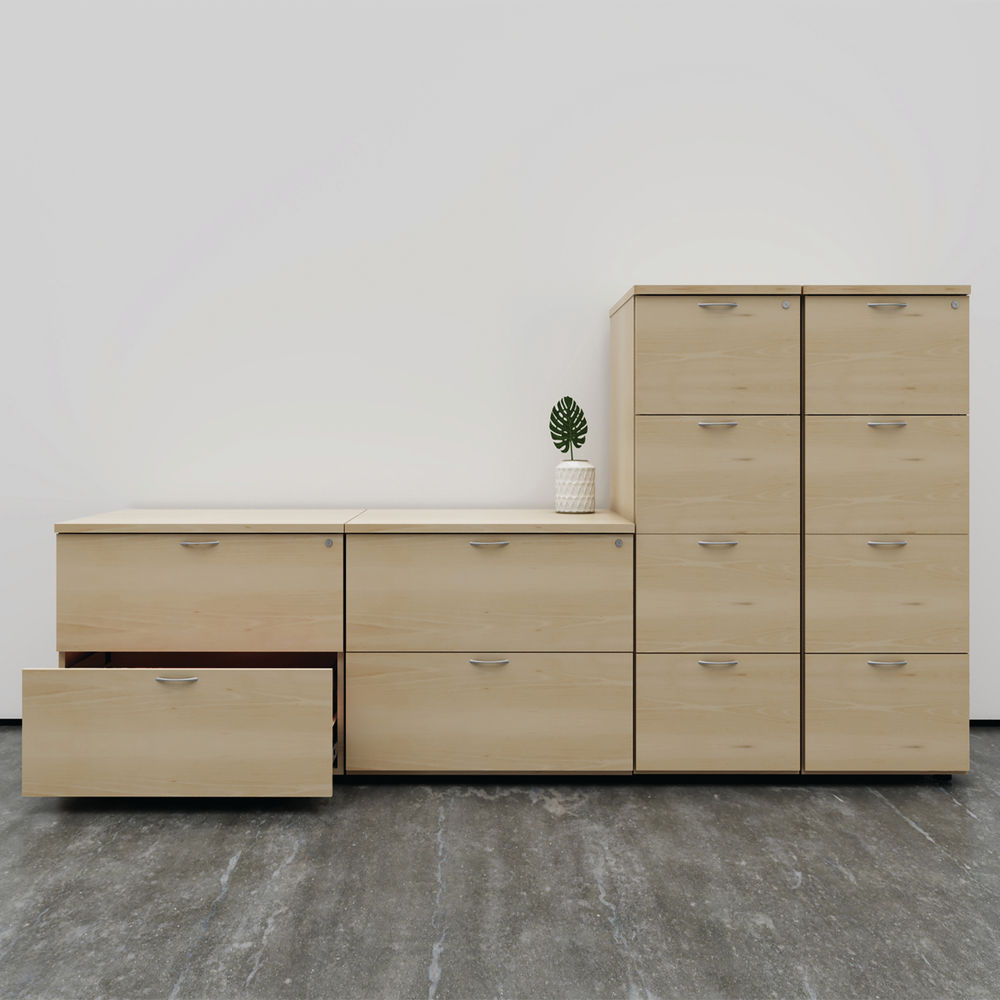 First H1365mm Beech 4-Drawer Filing Cabinet