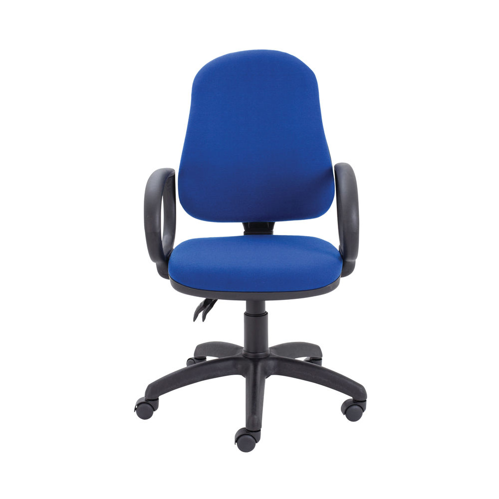 First Blue High Back Fixed Arms Operators Office Chair