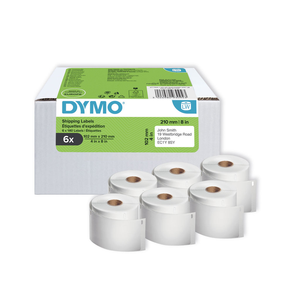 Dymo LabelWriter DHL Shipping Labels 140 Per Roll 102x210mm Self-Adhesive White (Pack of 6) 2177565