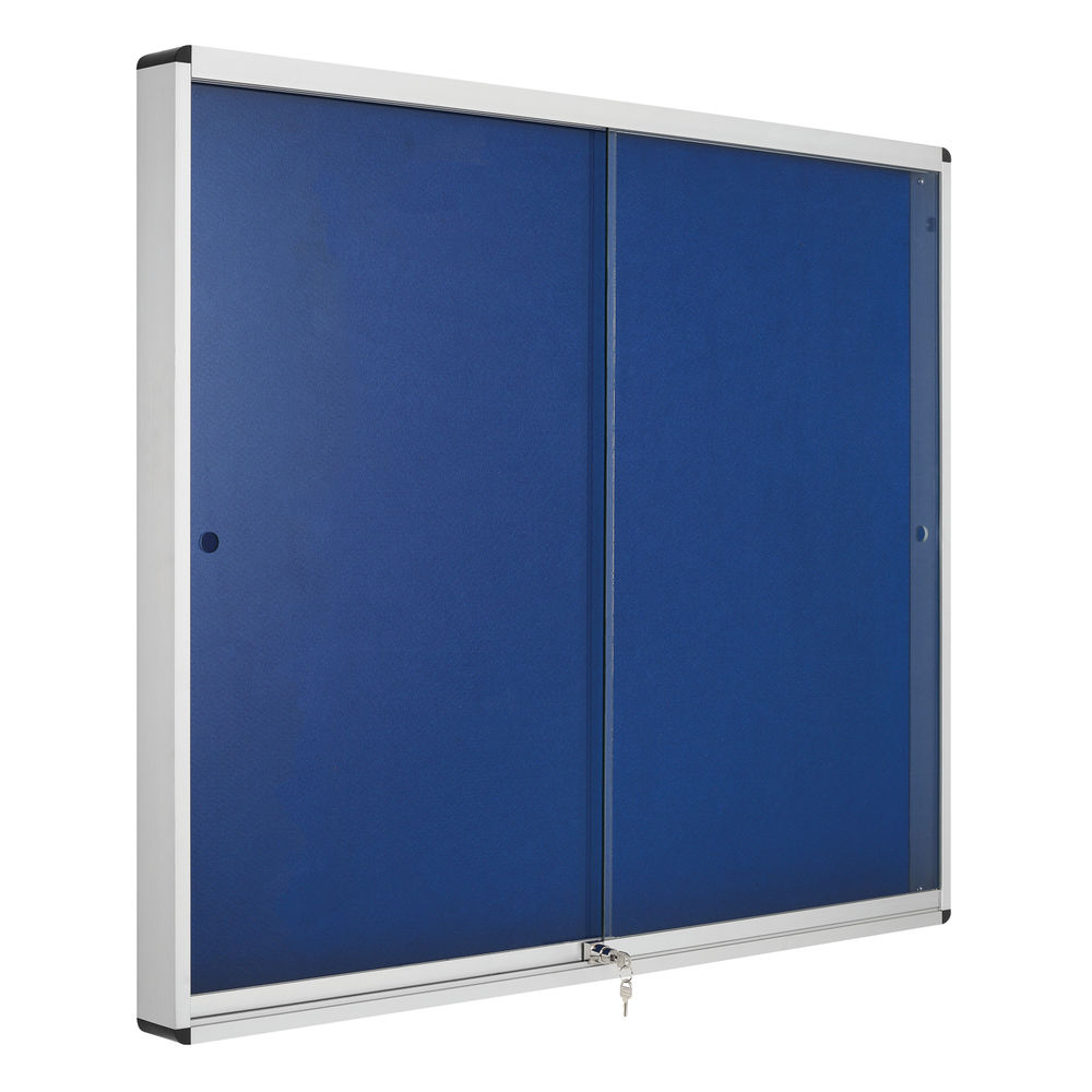 Bi-Office Blue 890 x 625mm Lockable Internal Display Case