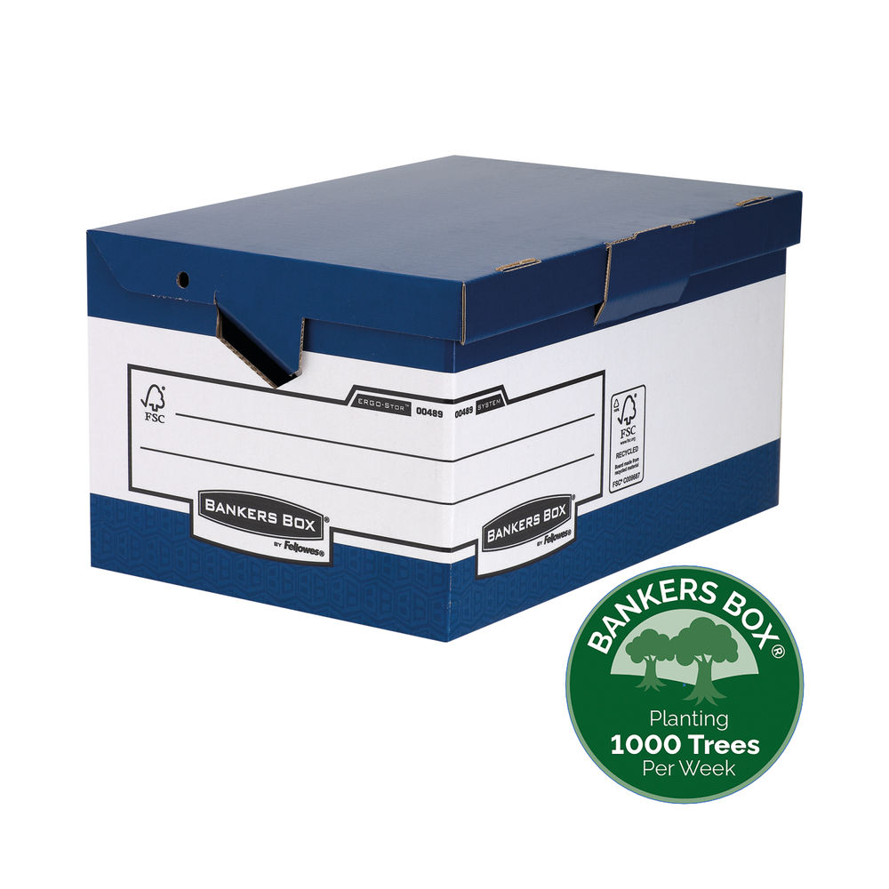 Bankers Box Blue/White Heavy Duty Maxi Storage Box, Pack of 10