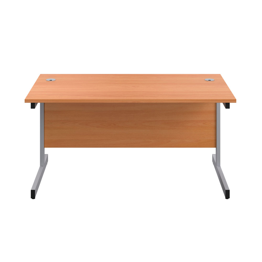 First 1600mm Beech/Silver Single Rectangular Desk