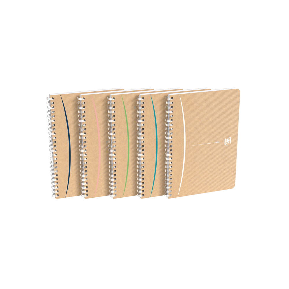 Oxford Touareg Wirebound 100% Recycled Notebook Ruled A5 (Pack of 5)