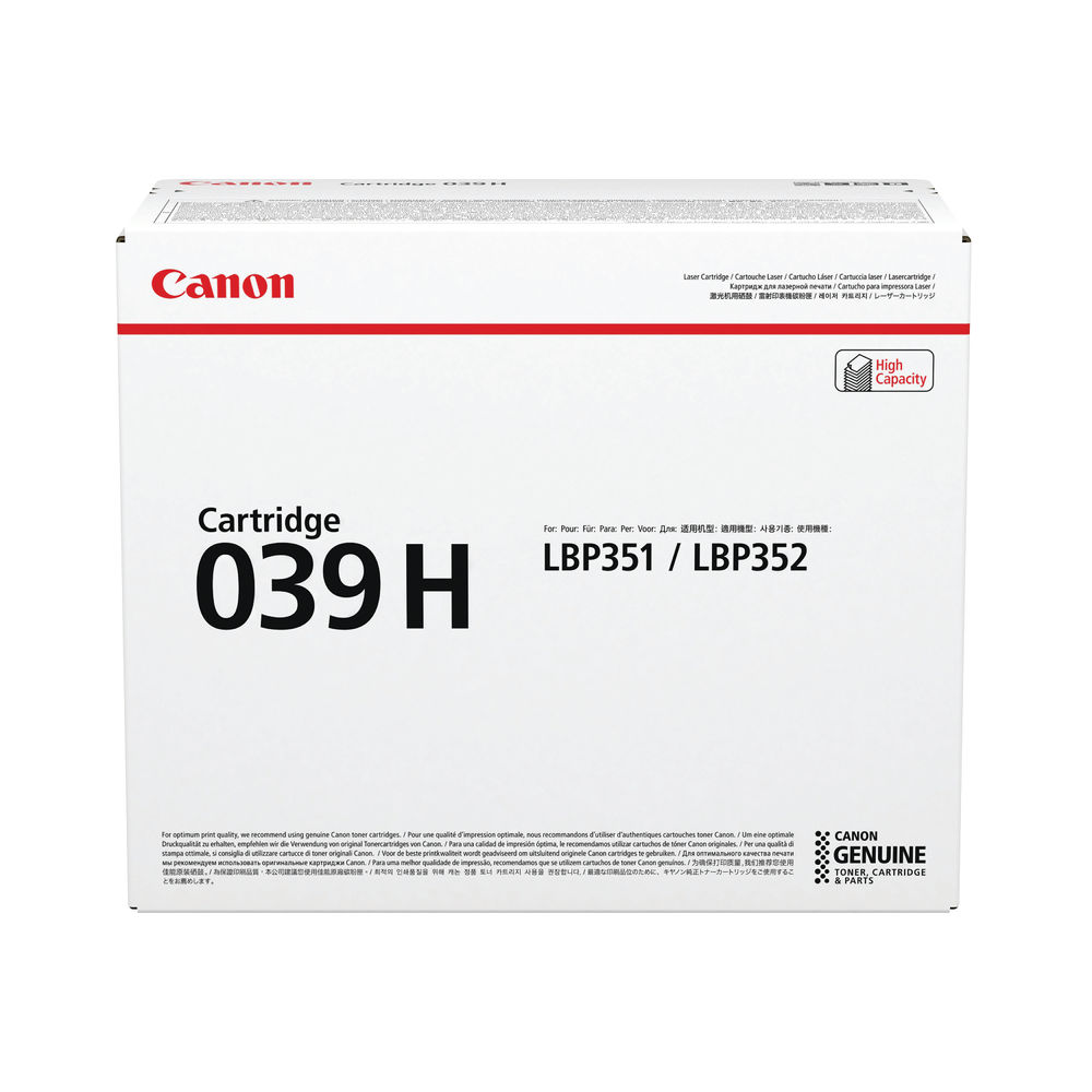 Canon 039H Black Toner Cartridge - High Capacity - 0288C001