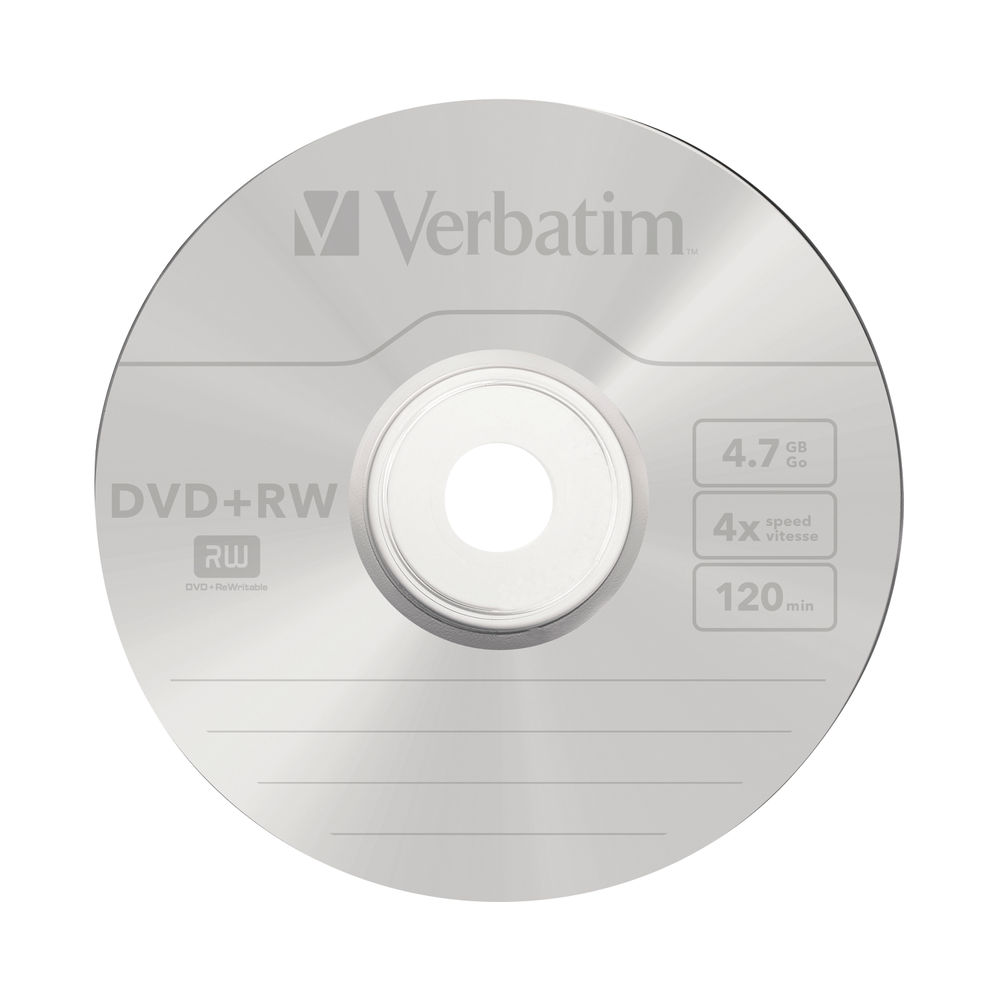 Verbatim Non-Printable 4.7GB 4x DVD+RW Discs (Pack of 10)