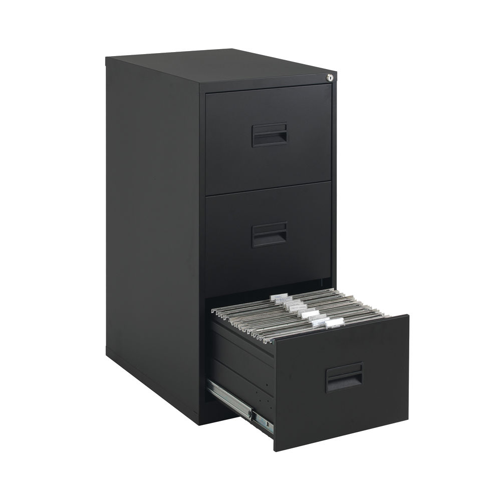 Talos H1000mm Black 3 Drawer Filing Cabinet