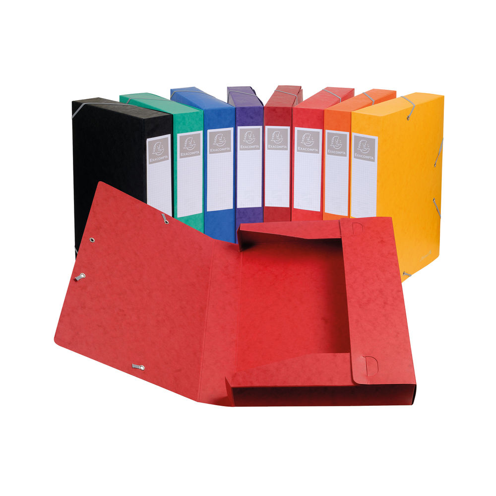 Exacompta Box File Pressboard 60mm 600g A4 Assorted (Pack of 10)