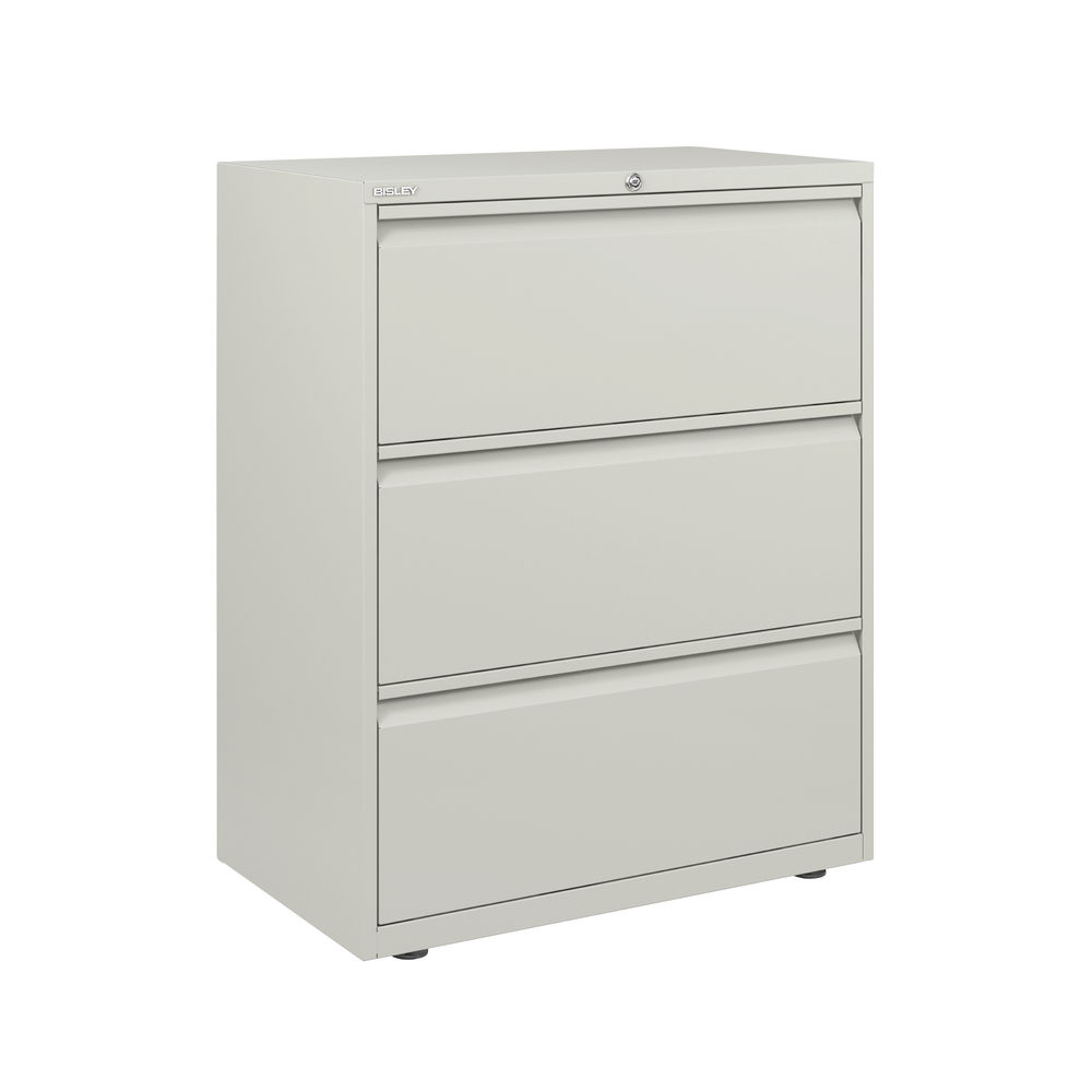 Bisley Essentials White 3 Drawer Side Filing Cabinet 800x1000mm