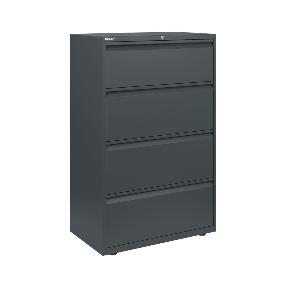 Bisley Essentials Anthracite Grey 4 Drawer Side Filing Cabinet 800x1270mm