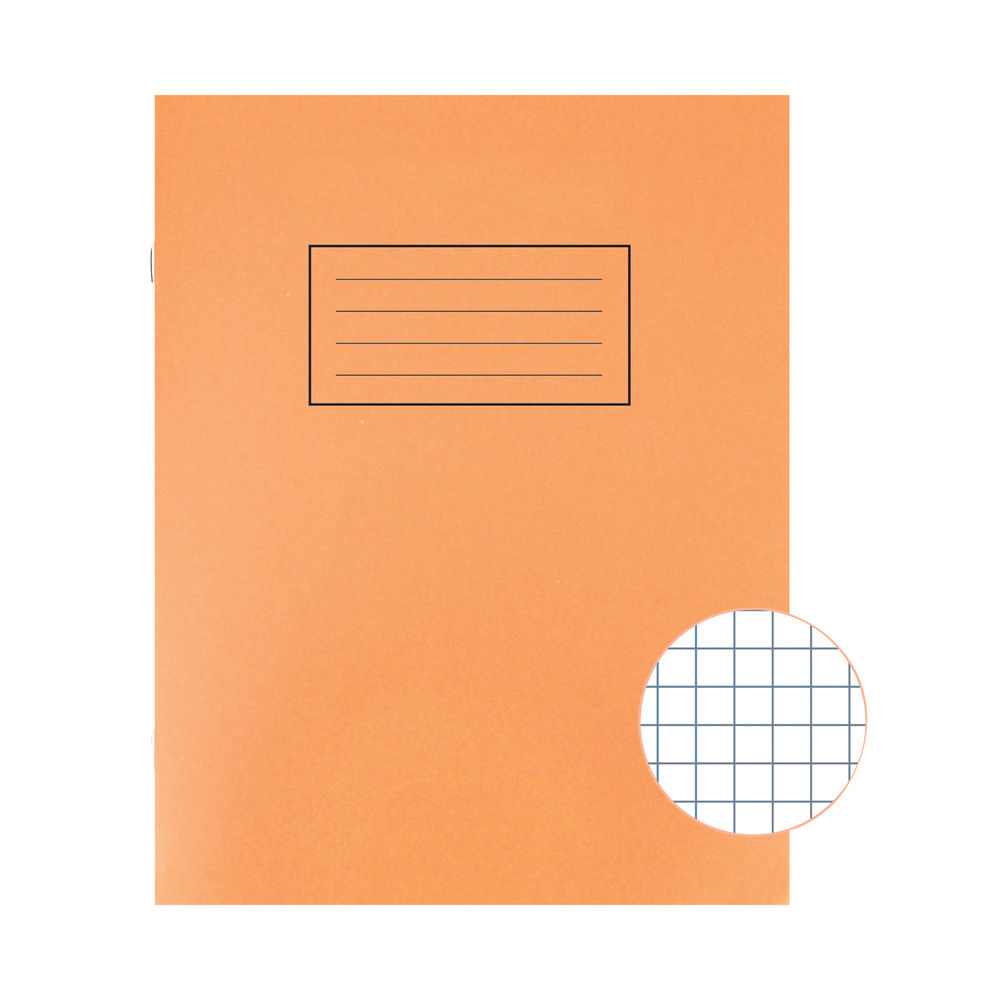 Silvine 229 x 178mm Orange 5mm Squares Exercise Books, Pack of 10 | EX105