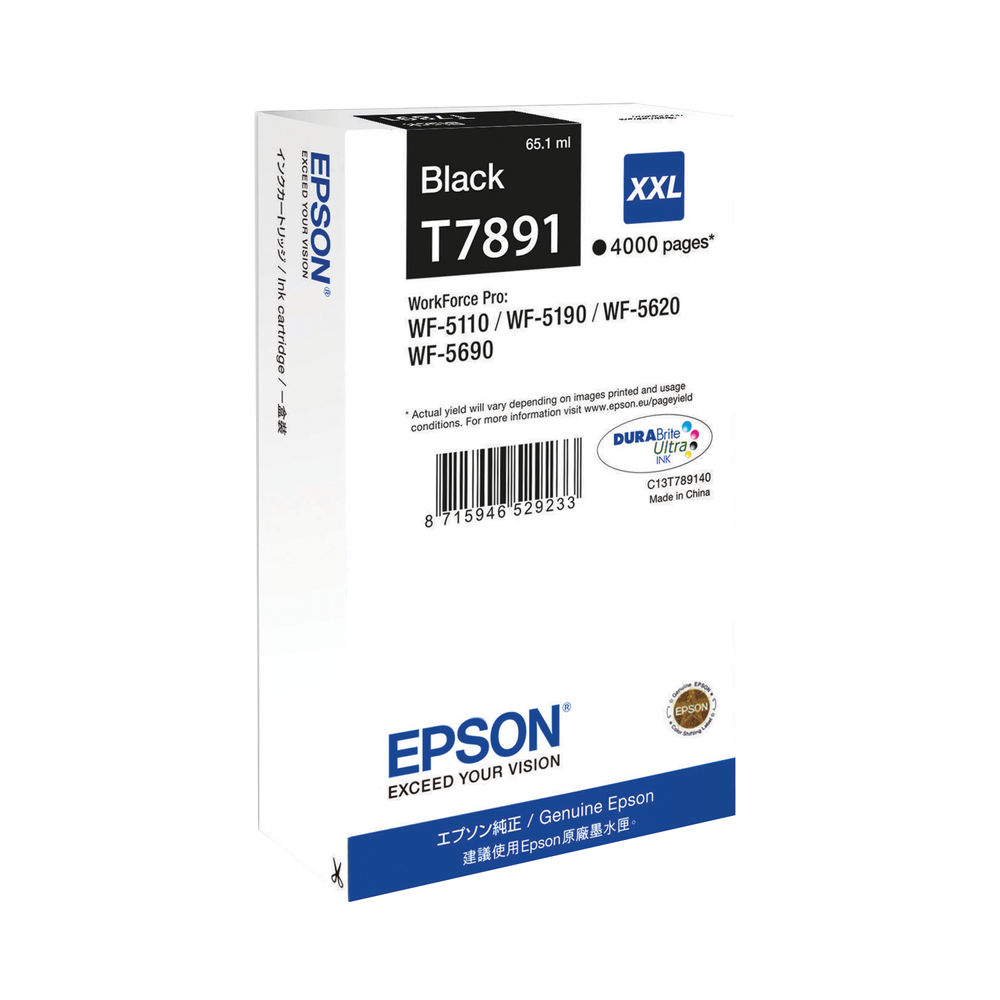 Epson T7891 Ink Cartridge DURABrite Ultra XXL Black C13T789140