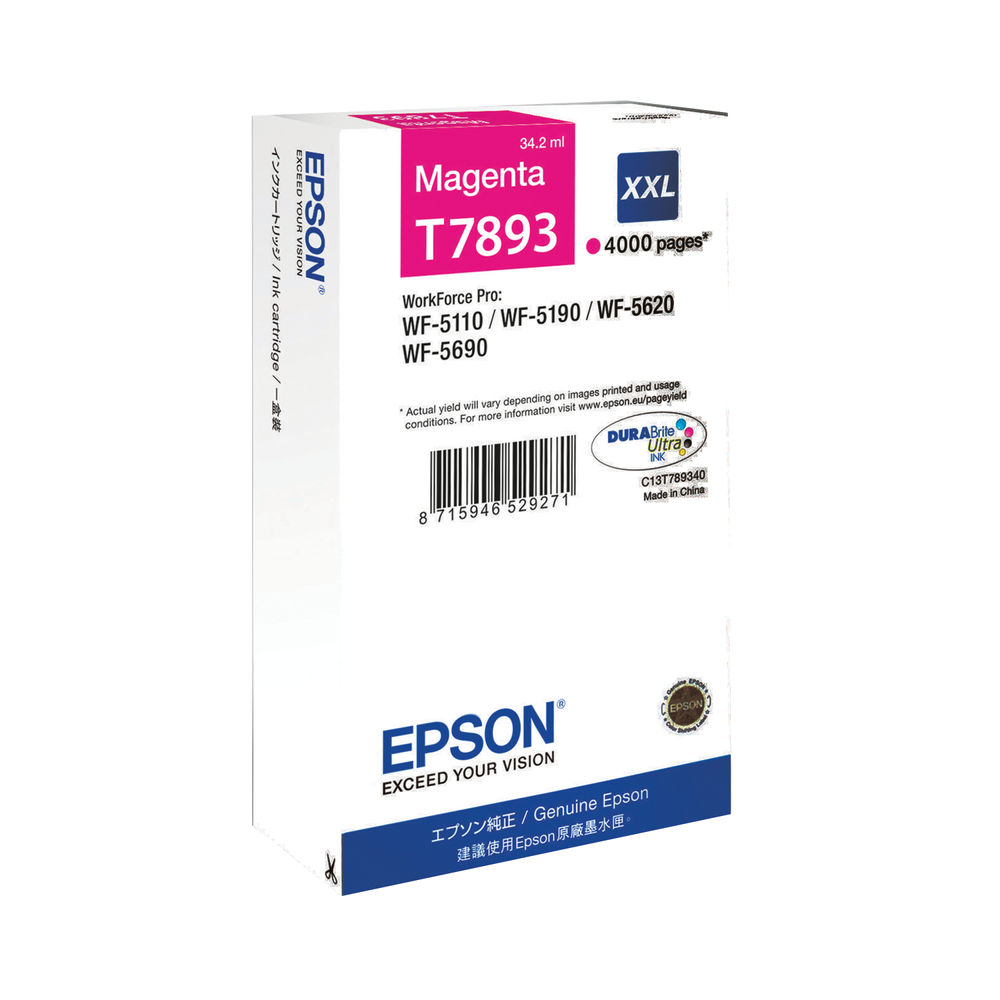 Epson T7893 Ink Cartridge DURABrite Ultra XXL Magenta C13T789340