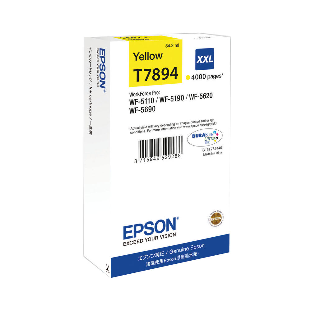 Epson T7894 Ink Cartridge DURABrite Ultra XXL Yellow C13T789440