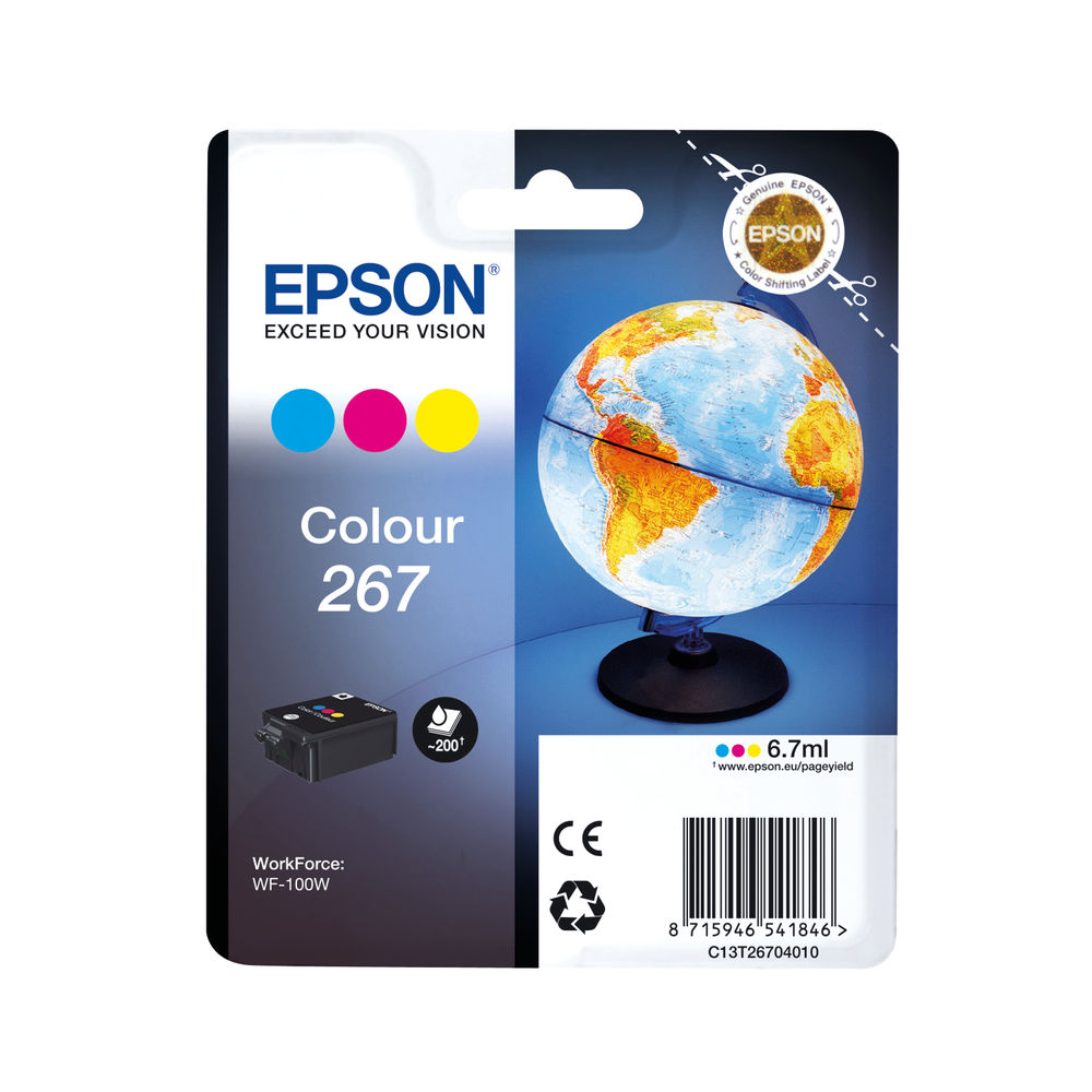 Epson 267 Ink Cartridge Globe Tri-Colour CMY C13T26704010