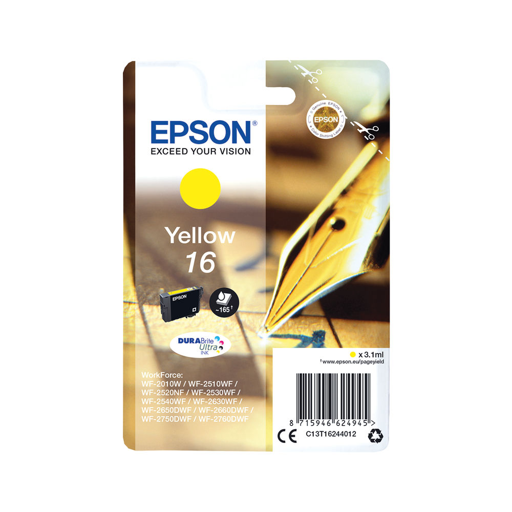 Epson 16 Ink Cartridge DURABrite Ultra Pen/Crossword Yellow C13T16244012