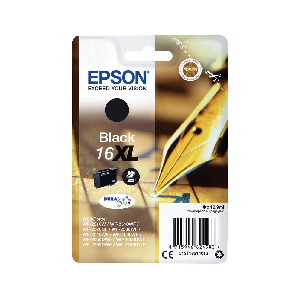 Epson 16xl Black Ink Cartridge C13t16314012 0695