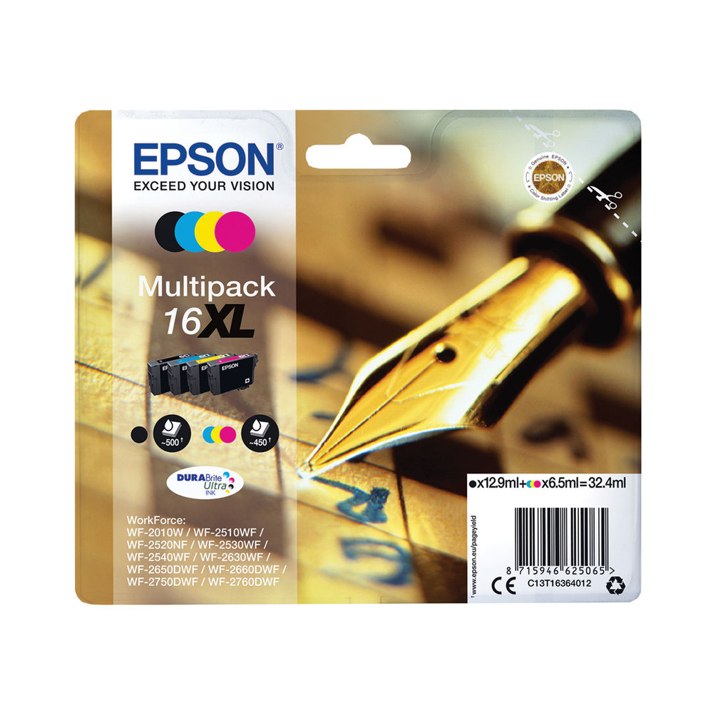 Epson 16XL Ink Cartridge DURABrite Ultra Multipack HY Pen and Crossword CMYK C13T16364012