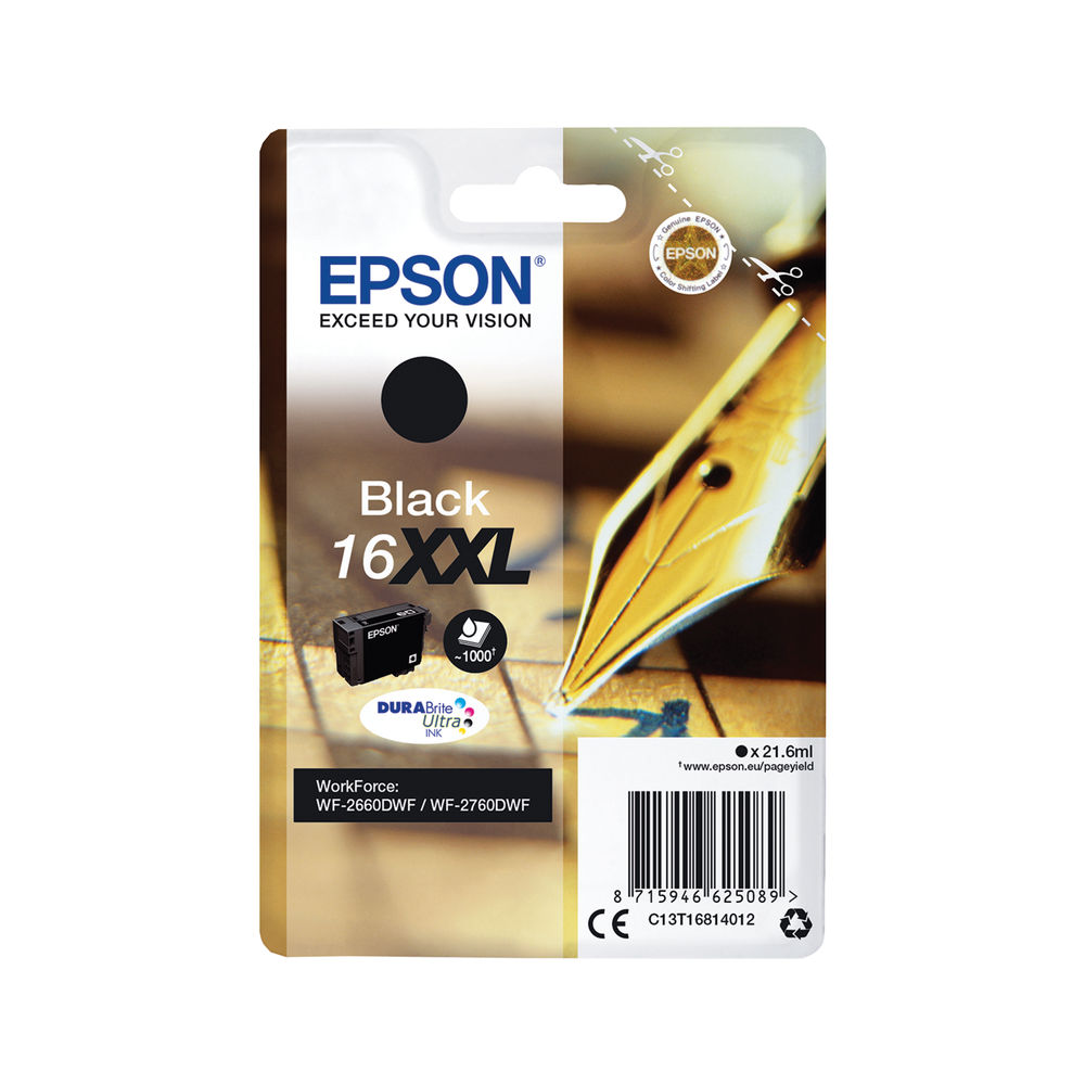 Epson 16XXL Ink Cartridge DURABrite Ultra XHY Pen/Crossword Black C13T16814012