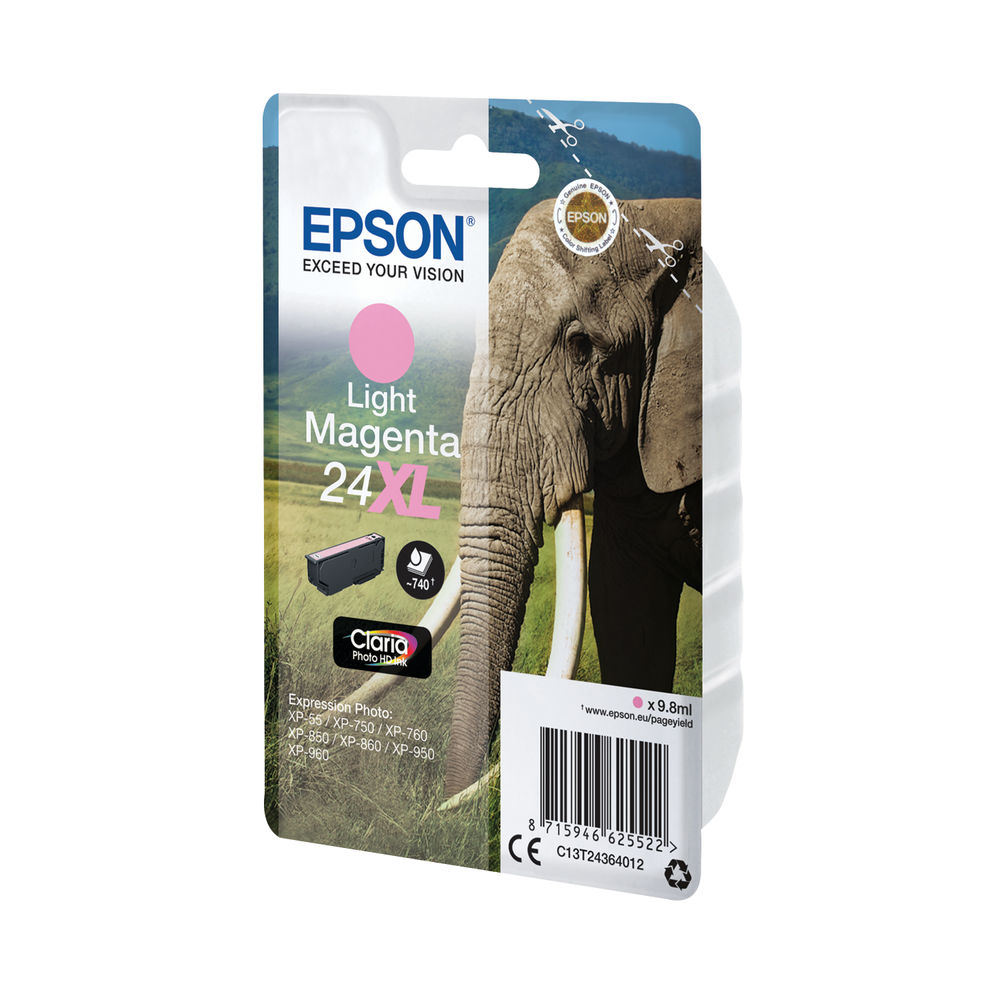 Epson 24XL Ink Cartridge Photo HD Claria Elephant Light Magenta C13T24364012