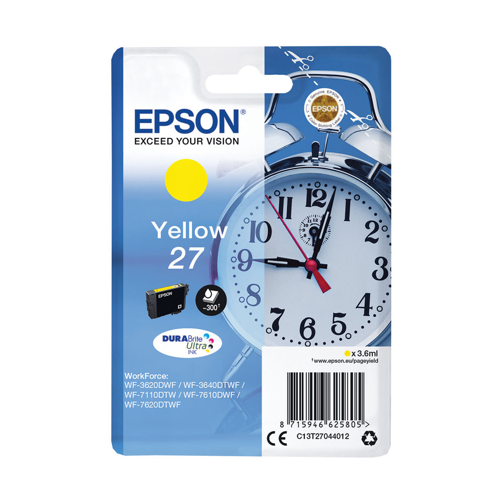 Epson 27 Ink Cartridge DURABrite Ultra Alarm Clock Yellow C13T27044012