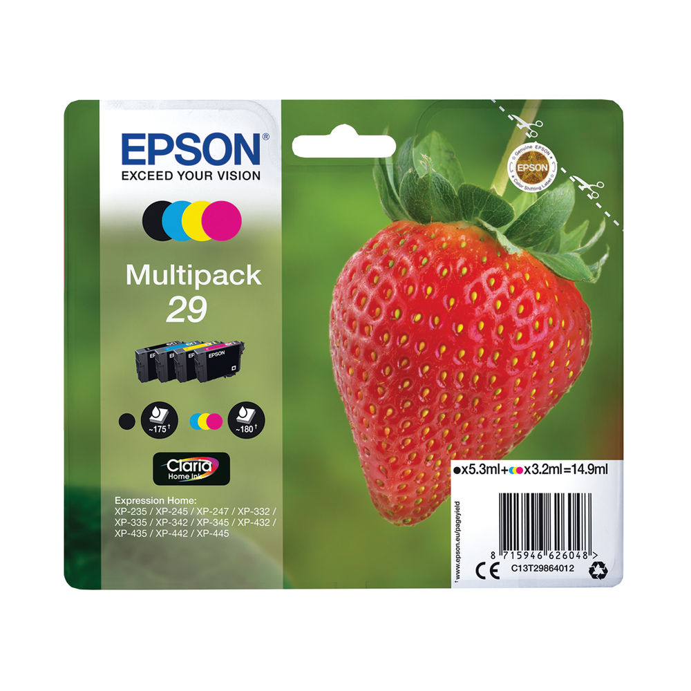 Epson 29 CMYK Ink Cartridge Multipack - C13T29864012