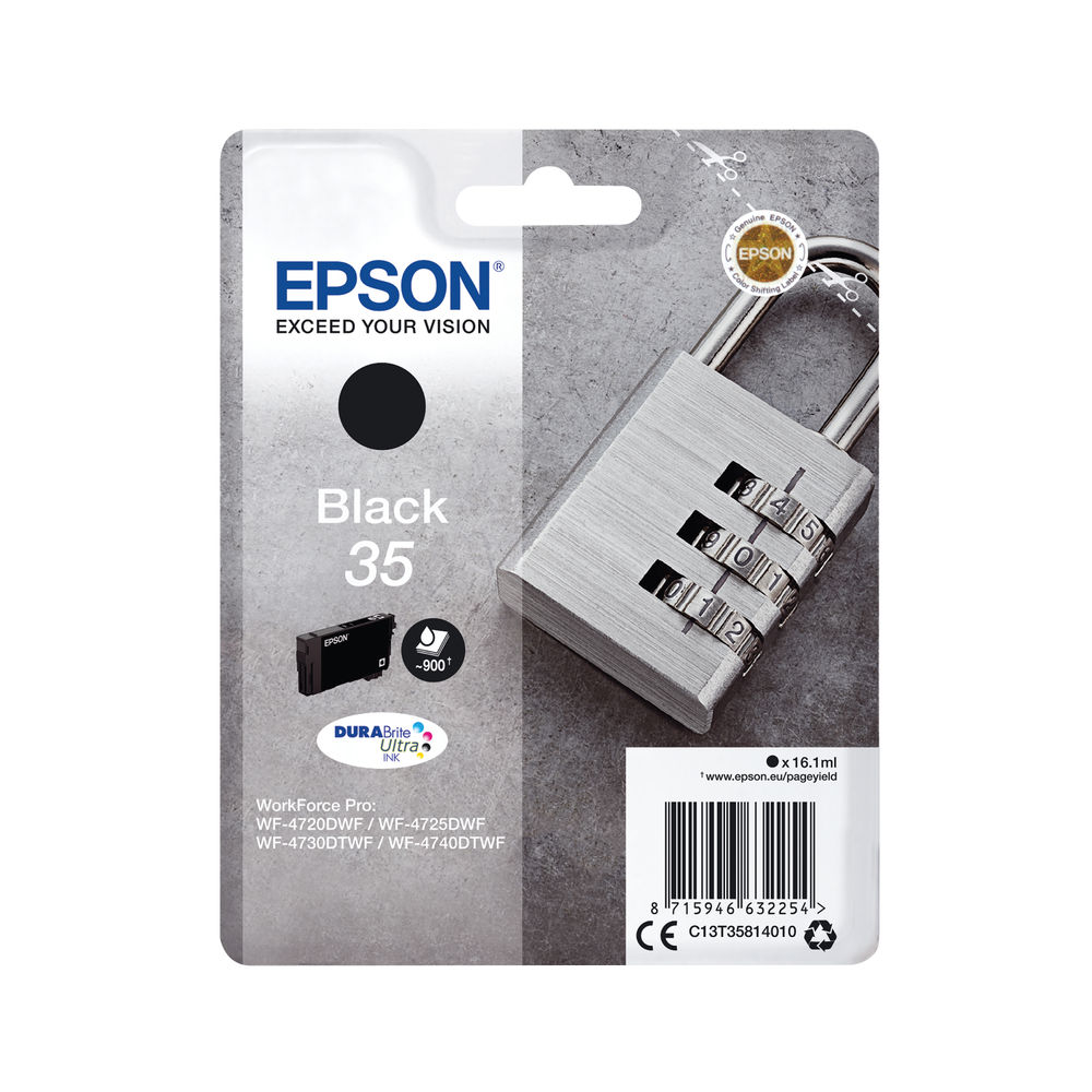 Epson 35 Ink Cartridge DURABrite Ultra Padlock Black C13T35814010