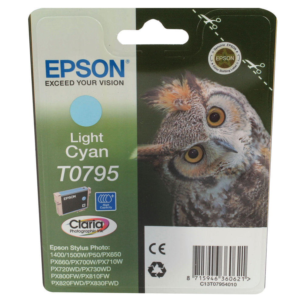 Epson T0795 Light Cyan Inkjet Cartridge C13T07954010 / T0795