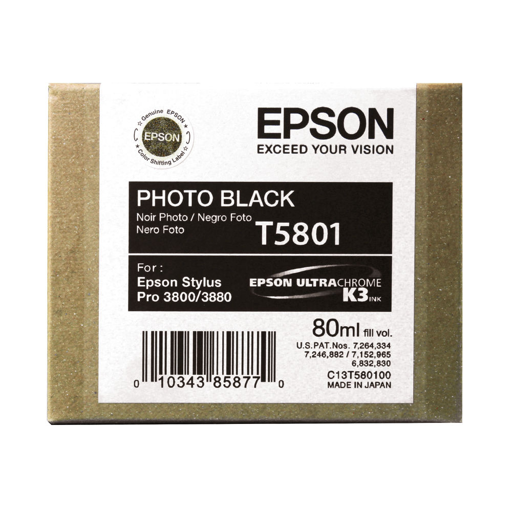 Epson T5801 Ink Cartridge Photo Black C13T580100