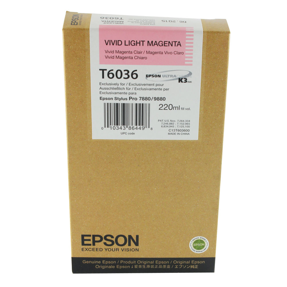 Epson T6036 Ink Cartridge Ultra Chrome K3 Vivid Light Magenta C13T603600