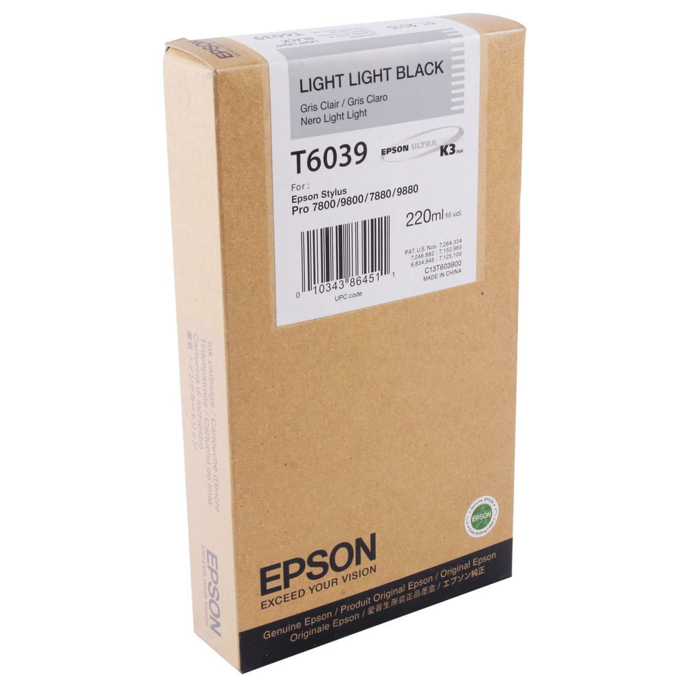 Epson T6039 Ink Cartridge Ultra Chrome K3 Light Light Black C13T603900