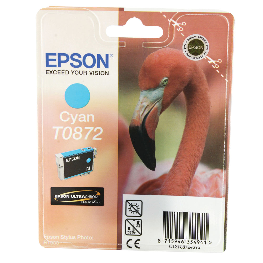 Epson T0872 Ink Cartridge Ultra Chrome Hi-Gloss 2 Flamingo Cyan C13T08724010