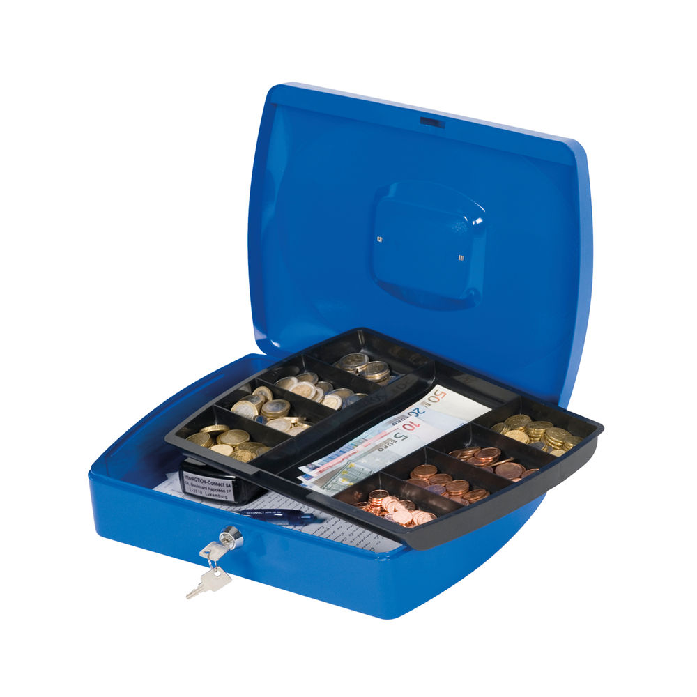 Q-Connect Cash Box 12 Inch Blue