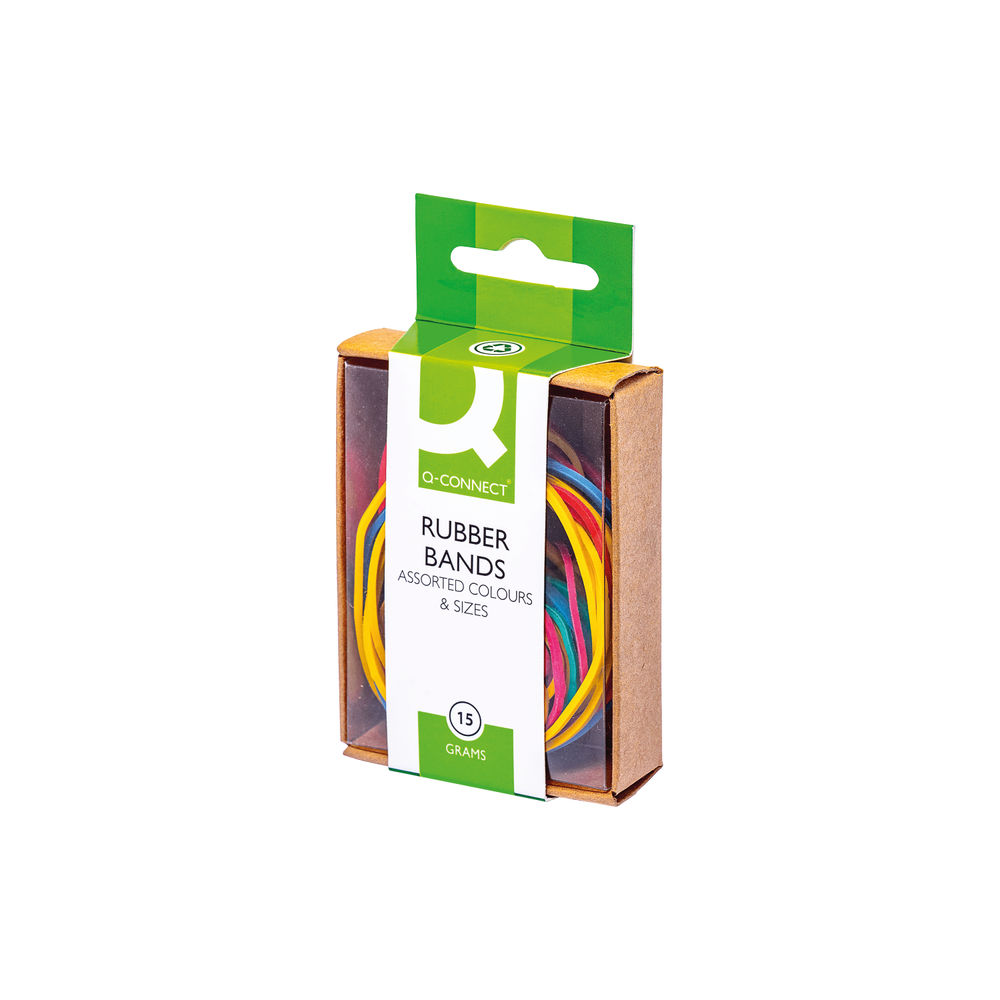 Q-Connect Rubber Bands Assorted Sizes Coloured 15g (Pack of 10) KF02032Q