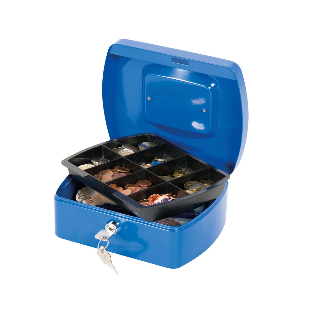 Q-Connect Cash Box 8 Inch Blue