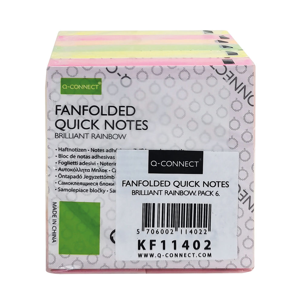 Q-Connect Fanfold Notes Assorted (Pack of 6)