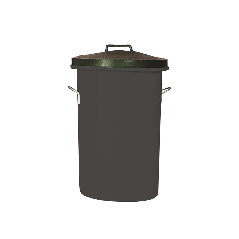 Heavy Duty Cylindrical Storage Bin with Lid Black 311960