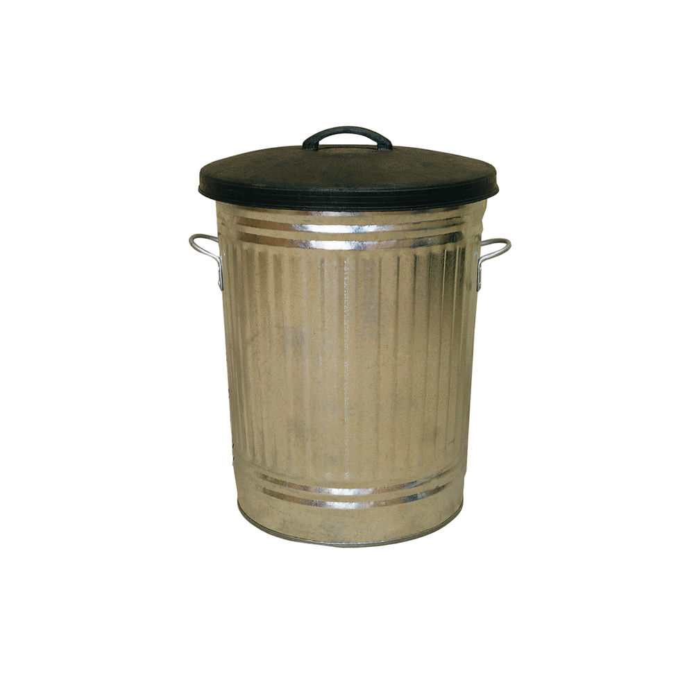 Galvanised 90 Litre Dustbin With Rubber Lid 316625