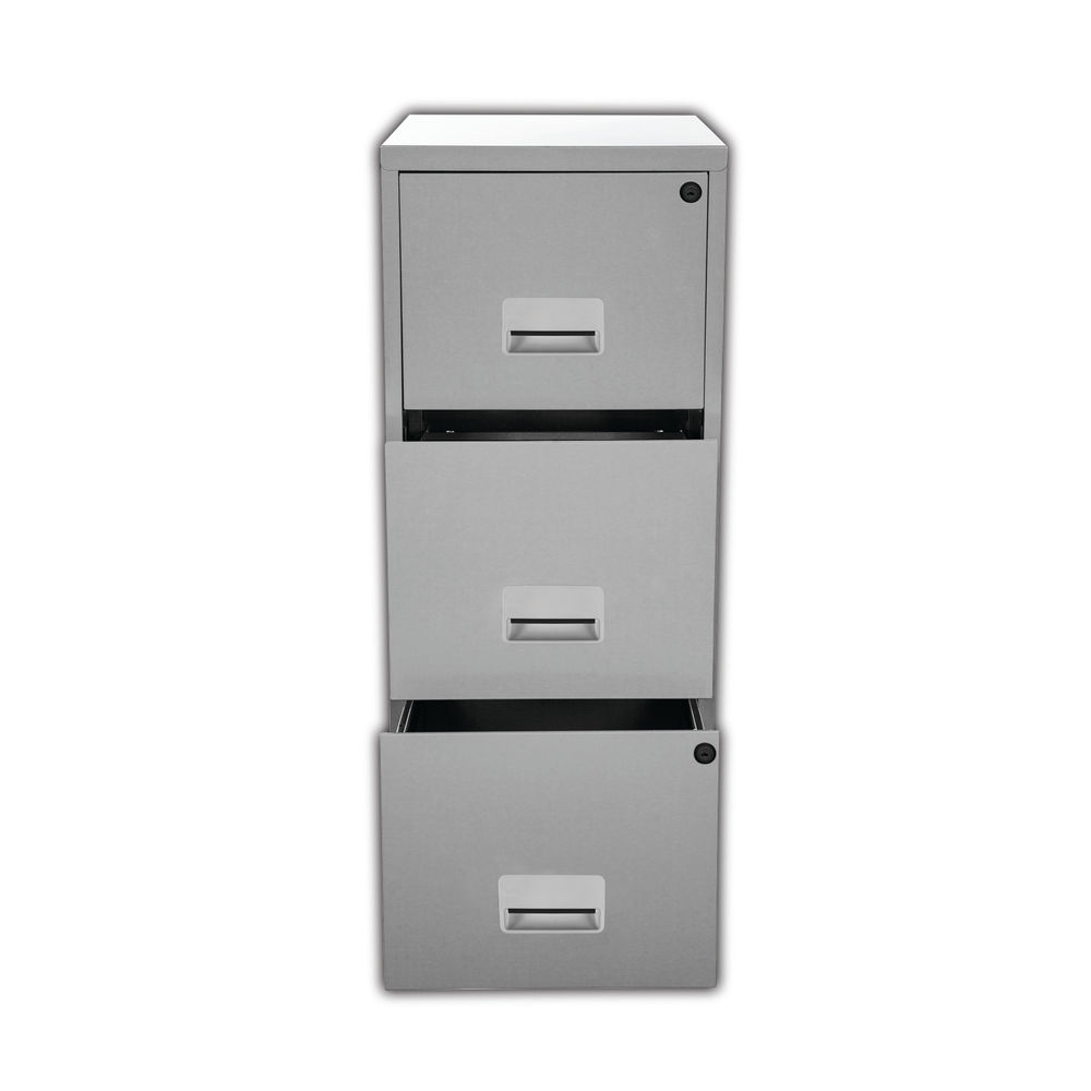 Pierre Henry 3 Drawer Maxi Filing Cabinet A4 930 x 400 x 400mm Silver