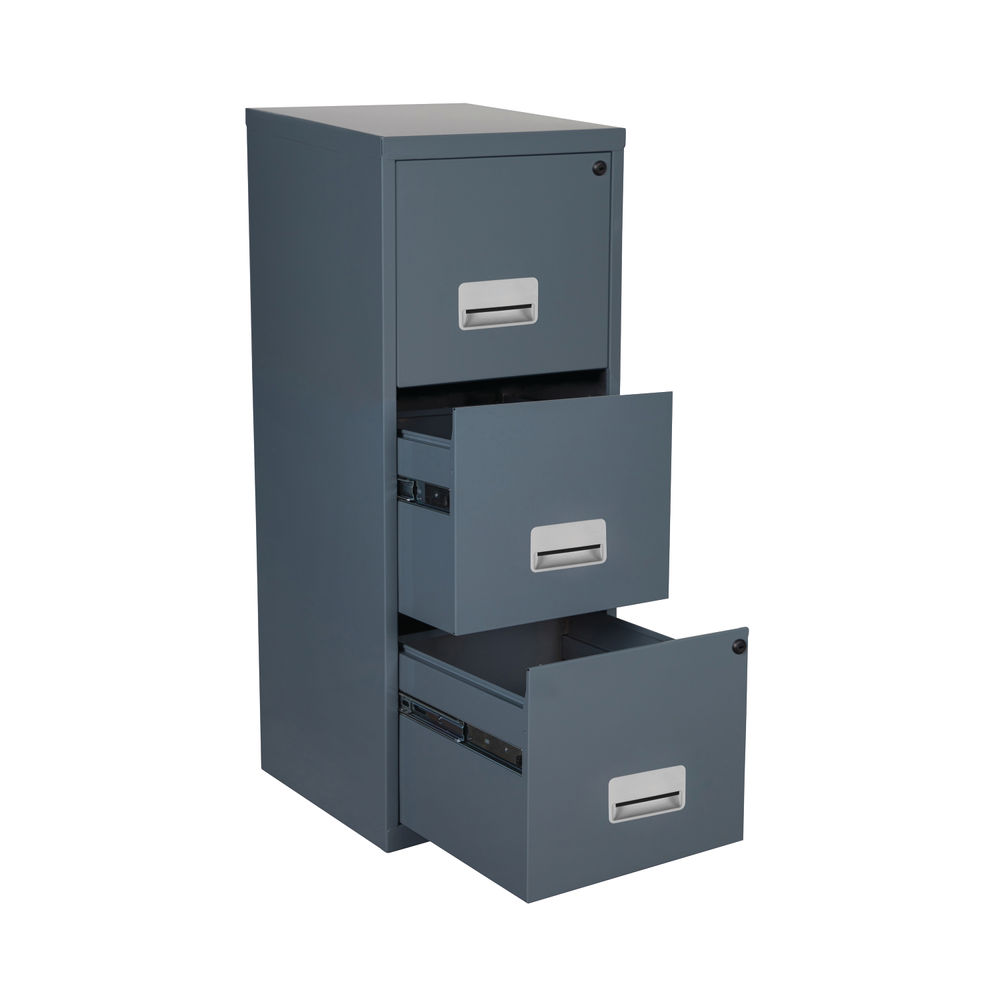 Pierre Henry 3 Drawer Maxi Filing Cabinet A4 930 x 400 x 400mm Dark Grey