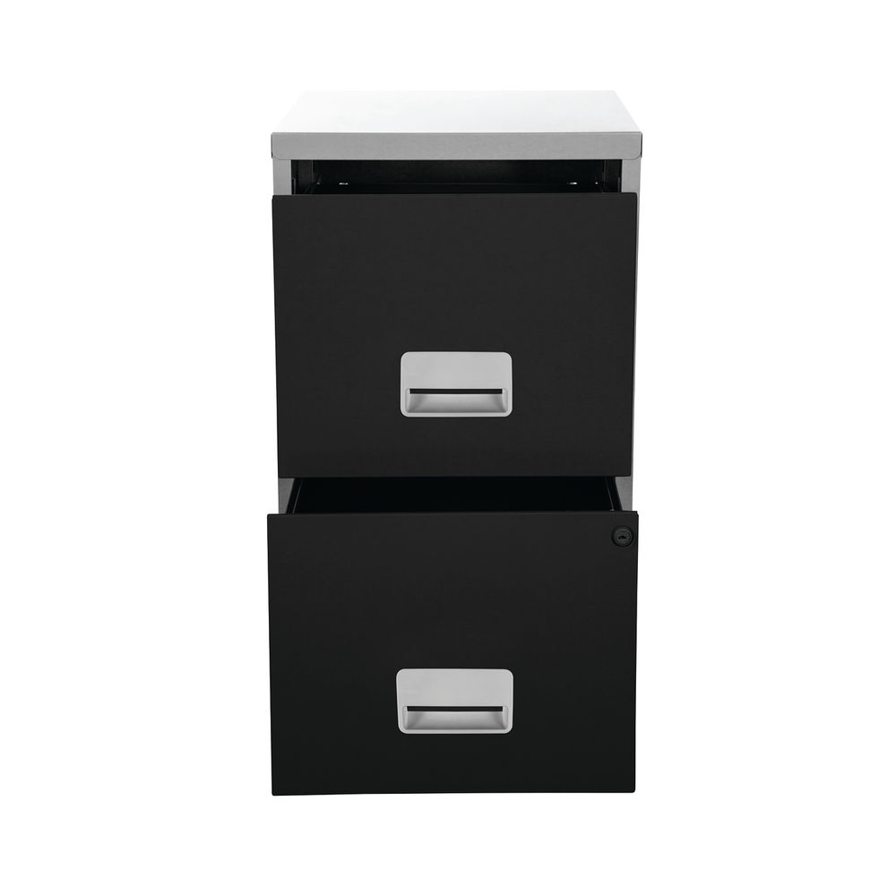 Pierre Henry Silver/Black H660mm A4 2 Drawer Maxi Filing Cabinet