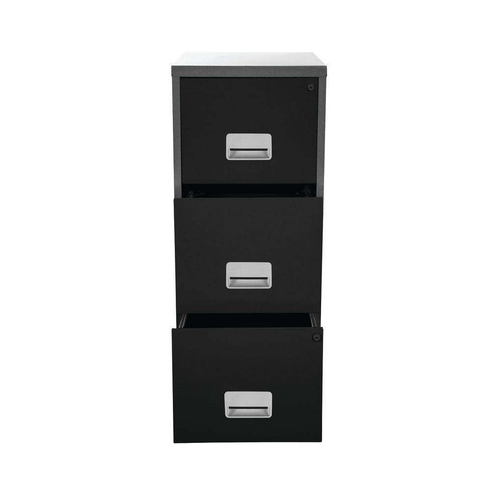 Pierre Henry 3 Drawer Maxi Filing Cabinet A4 930 x 400 x 400mm Silver/Black